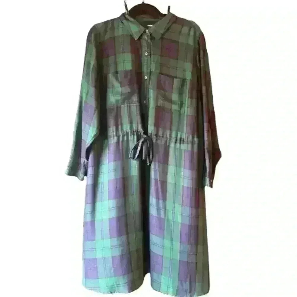 Plaid Button-Up Dress